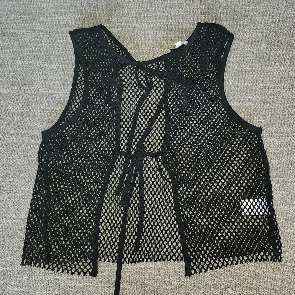 Black Fishnet Sleeveless Top
